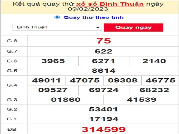 Quay thử xổ số Bình Thuận ngày 9/2/2023
